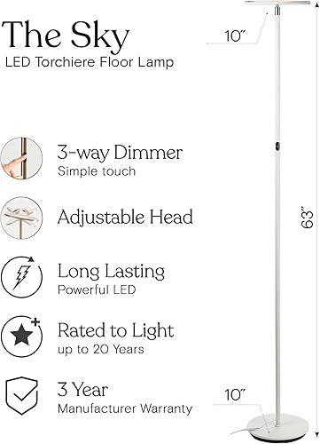 Vista 34 de Lámpara de pie LED de 30 watts Brightech Sky Platino (Platinum Silver)