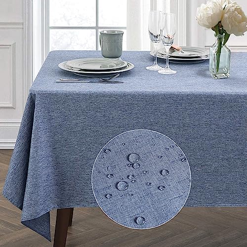 Jucfhy Rectangle Table Cloth,Linen Farmhouse Tablecloth Heavy Duty Fabric,Stain Proof,Water Resistant Washable Table Cloths,Decorative Oblong Table Cover For Kitchen,Holiday(60X120 Inch,Navy Blue) #TOP14