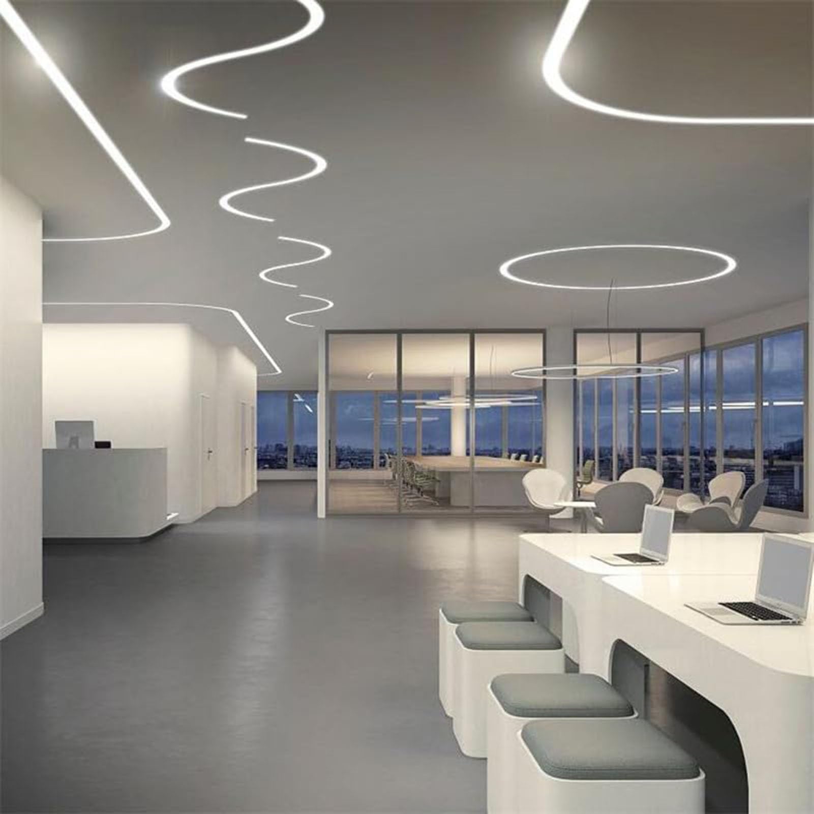 Lampada LED Flessibile In Silicone, Striscia Luminosa A Tubo Impermeabile, Sistema Di Canali In Silicone, Luci Al Neon A Corda Da 33 Piedi (10 M/pz), Piastra Di Copertura In Silicone(50mm*10mm*10m)