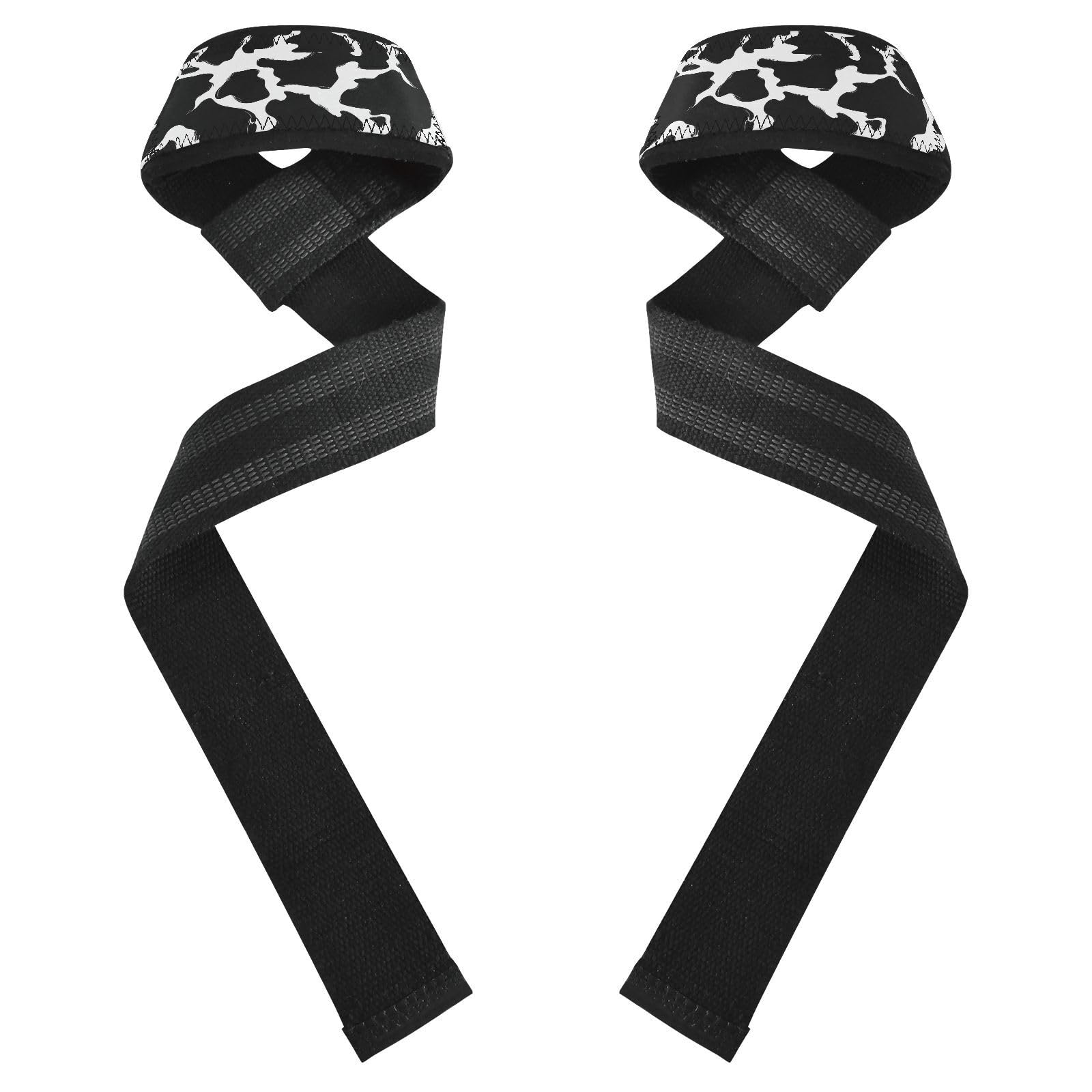 CEBUGI Cow Print Lifting Straps 26.97 * 1.57in Wrist Straps for Weightlifting with Neoprene Padded Exercise Straps for Bodybuilding Powerlifting Strength Training