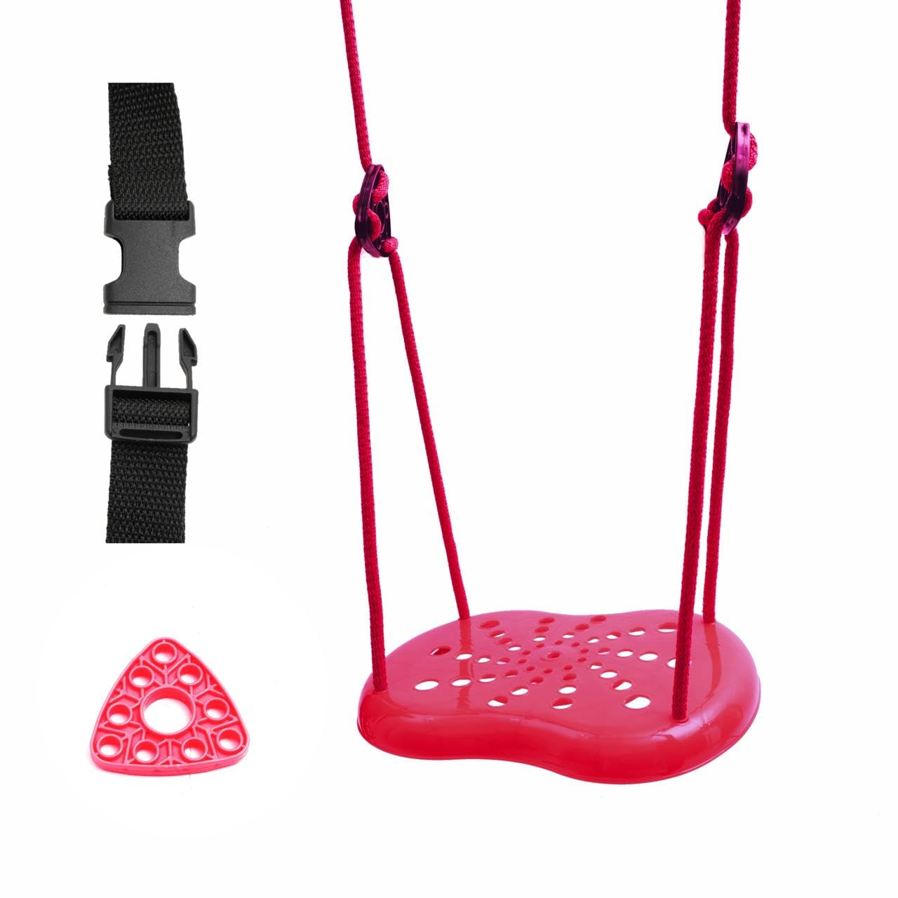 Toys Kind Columpio para bebé al aire libre 2 en 1, columpio para niños, ajustable, para exteriores, con respaldo y correa de cinturón de seguridad, columpio para niños para exterior e interior