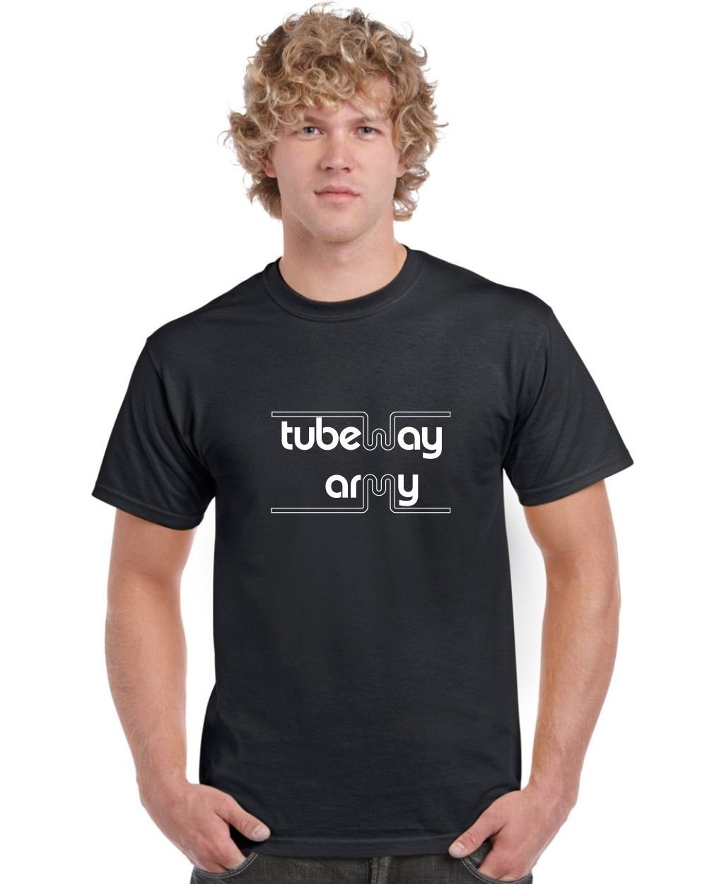 Ameiva Apparel Tubeway Army - Blue Album Text Design Black T Shirt (3XL)
