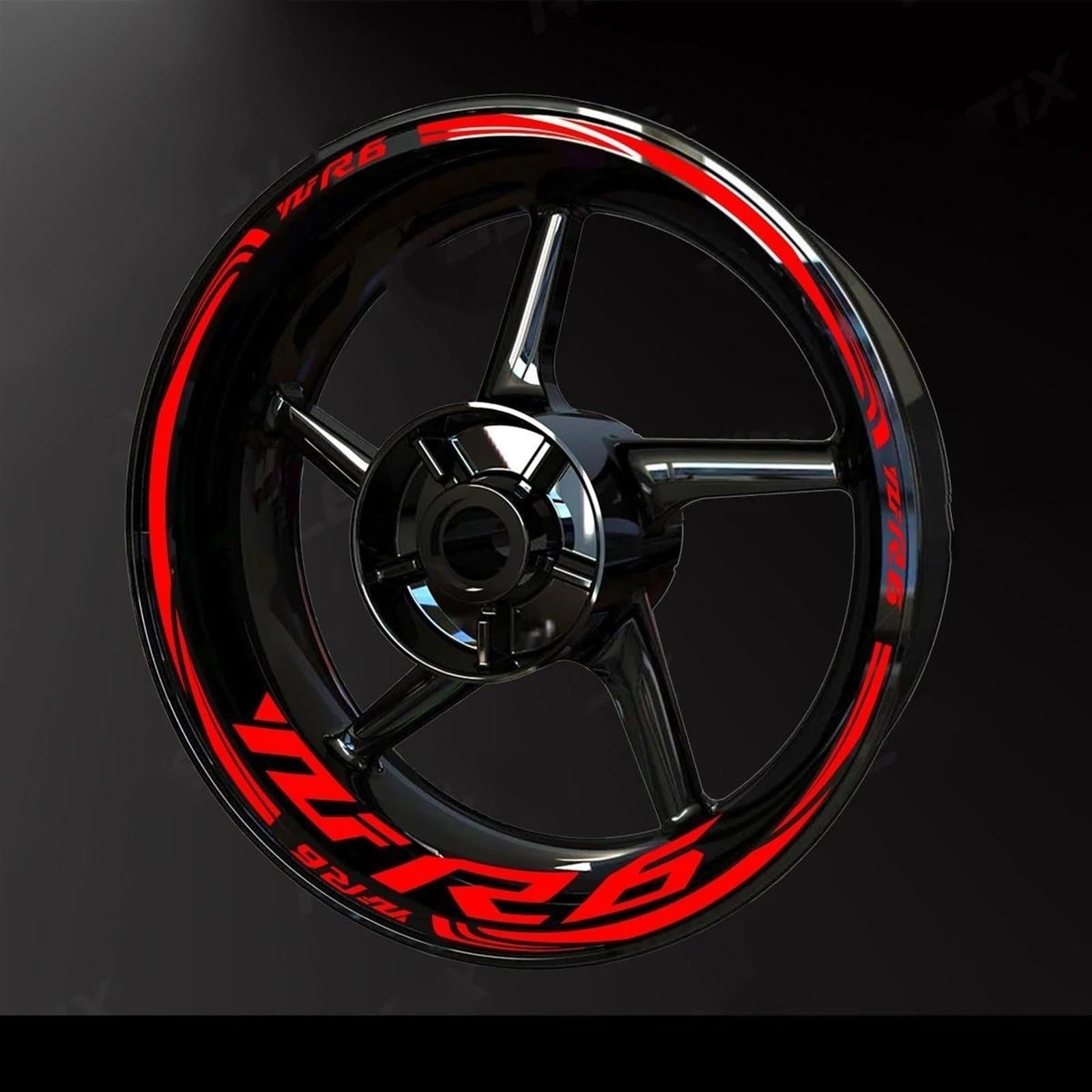 Motorcycle Accessories Wheel Stickers Reflective Rim Motorbike Waterproof Decals for Yamaha YZF R6 2017-2022 Decorative(Color1)