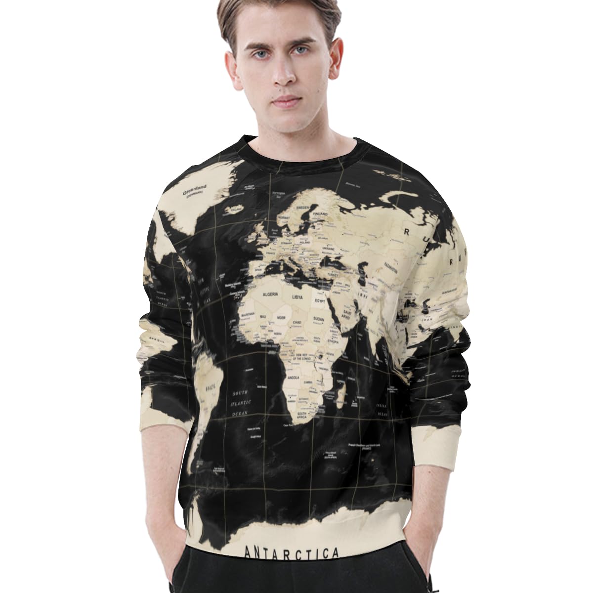 Amazon.co.jp: トレーナー Tシャツ 世界地図 マップ メンズ 長袖T 