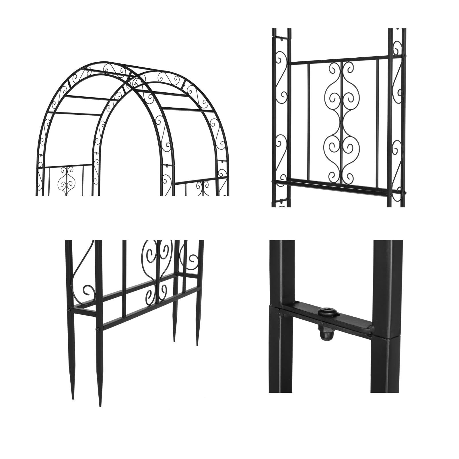 LEADZM Arca Metal Jardín, Arcade Boda,para Plantas Escaladoras de Rosa | Más estable, recubrimiento en polvo, 134.5x58.5x213cm, decoración de jardín, negro