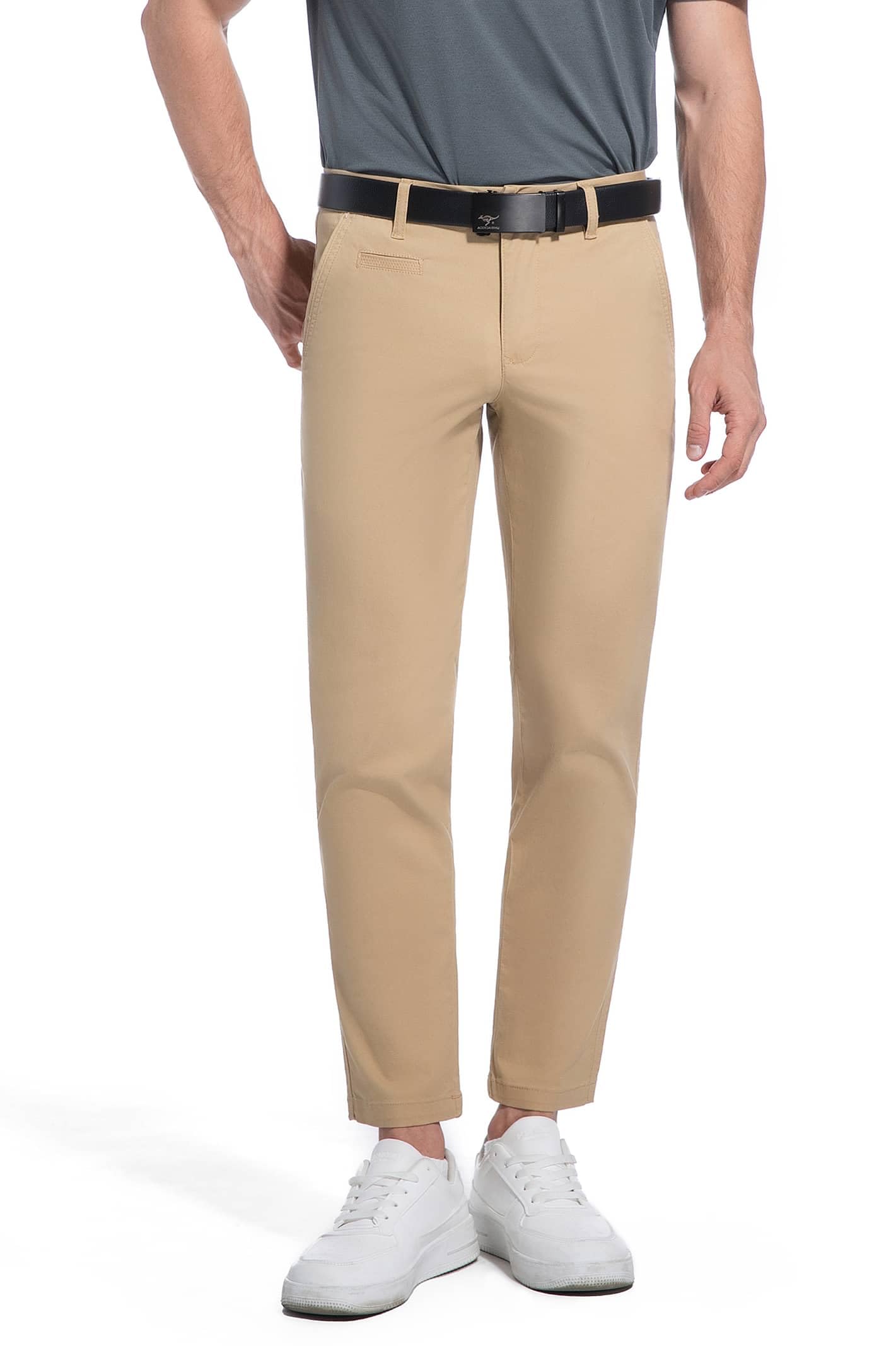 Khaki Pants for Short Men 27 Straight Slim Fit Mens Dress Chinos Pants Stretch Smart Casual Trousers