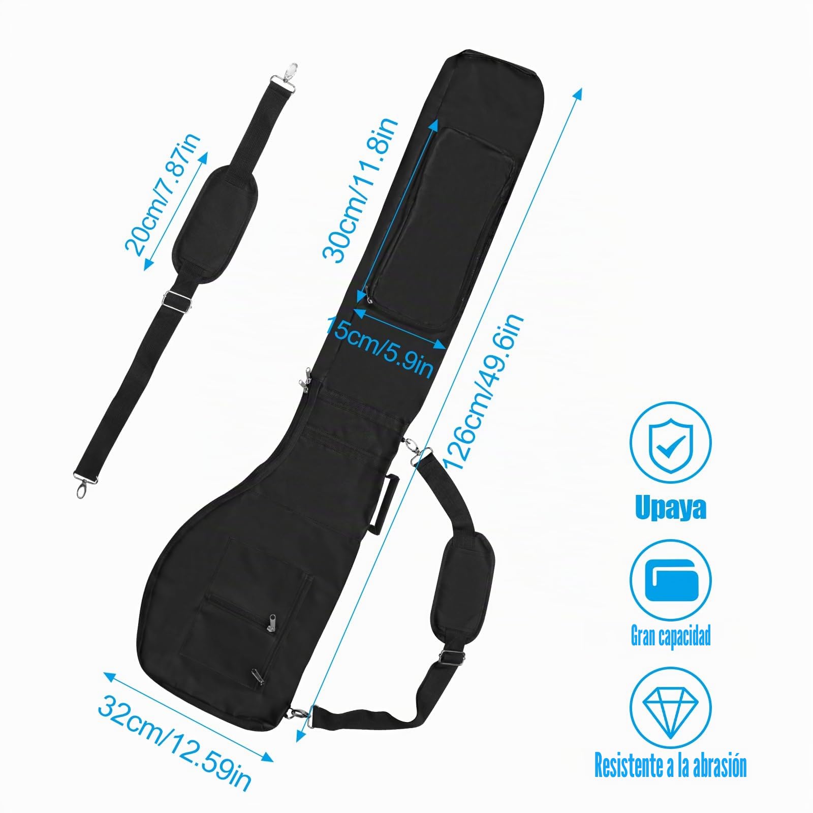 Bolsa de Viaje Plegable para Palos de Golf Impermeable Negra