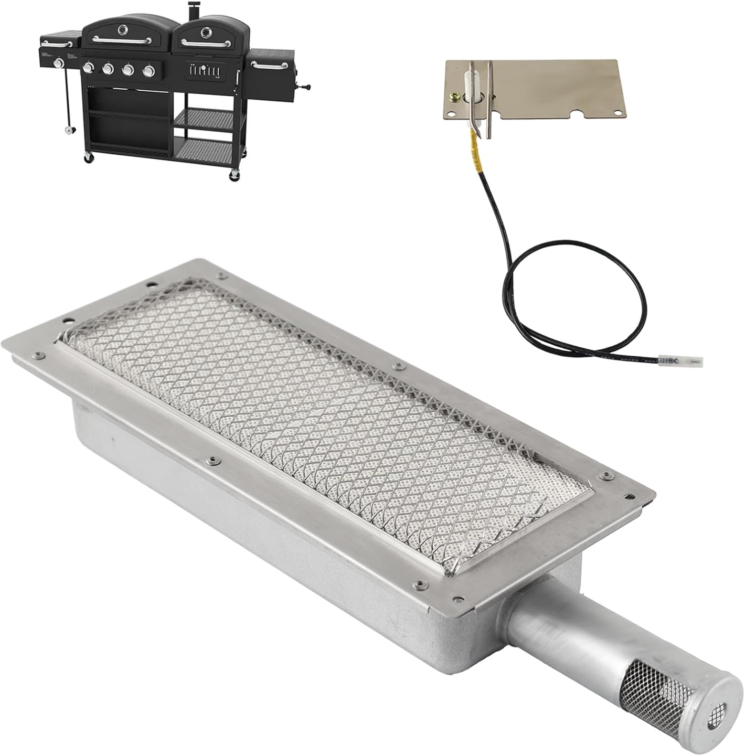 DcYourHome Infrared Searing Burner for Smoke Hollow PS9900 DG1100S PS8500 7000CGS, Ceramic Burner Replacement for Smoke Hollow Grill and Smoker, Stainless Steel Burner for 8500 Smoke Grill Accessories