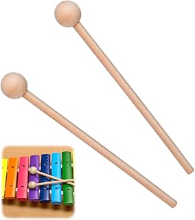 2 PCS Wood Percussion Sticks, 8 Inch Xylophone Mallets Glockenspiel Mallets Long Wood Mallet, Glockenspiel Xylophone Mallet Stick for Glockenspiels Xylophones Chime Drums Bells Wooden Block