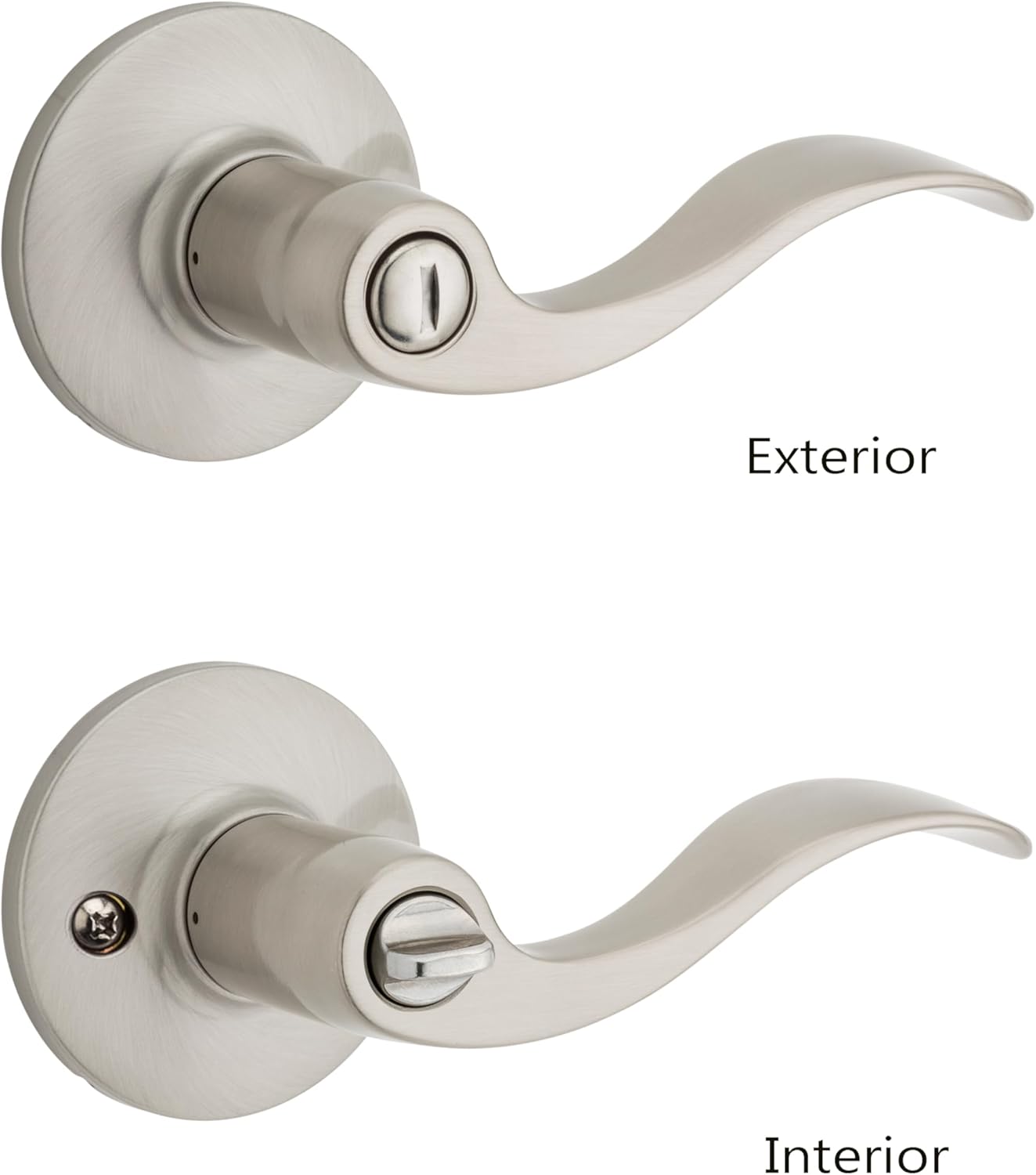 Safe Lock - Layton Lever, Privacy for Bedroom or Bathroom, Satin Nickel Finish
