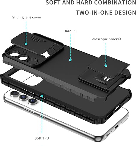 Miniatura 7 de CCSmall Funda para Samsung Galaxy A54 5G con funda para cámara deslizante, protección militar contra caídas Tacto cómodo Funda para teléfono con