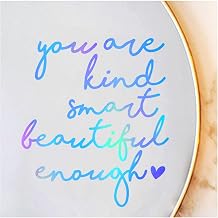 2X Affirmation Mirror Sticker for Girls Teens, You are Kind Smart Beautiful Enough Decal, Positive Self Love Bathroom Vanity Bedroom Mirror Decor for Daughter Student Friend