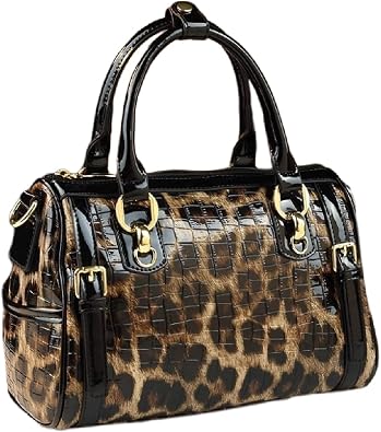 Leopard Leather Womens Bag Luxury Fashion Lace Boston Purses Top-Handle Satchel Handbags Shoulder Messenger Bags