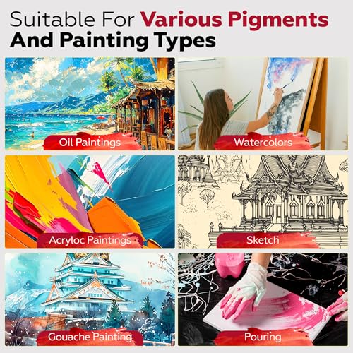 Stretched Canvas for Painting,10Pack 8X10 Inch Stretched White Blank Canvas,8 Oz Triple Primed 5/8\" Profile Stretched Canvases,100% Cotton,Canvas for Painting, for Acrylics, Oils