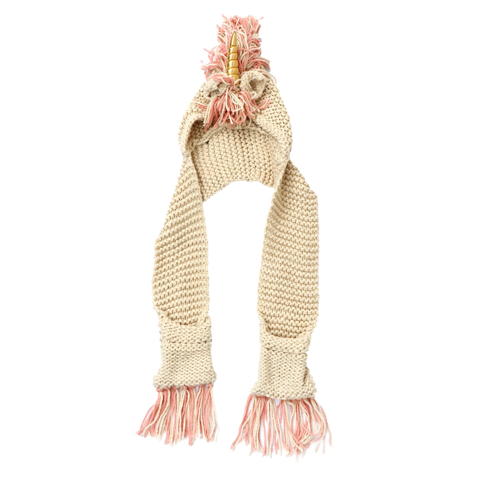 VALICLUD Gorro de Unicornio de Punto para Niños, Bufanda, Acrílico Cálido, Diseño Dorado para Invierno, Festivales y Sesiones de Fotos