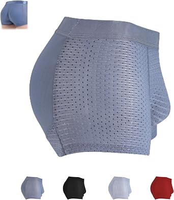 AMAZIDEAL Mens Enhancing Padded Hip Butt Lifter Underwear,Nylon Ice Silk Breathable Mesh Seamless Briefs Boxer