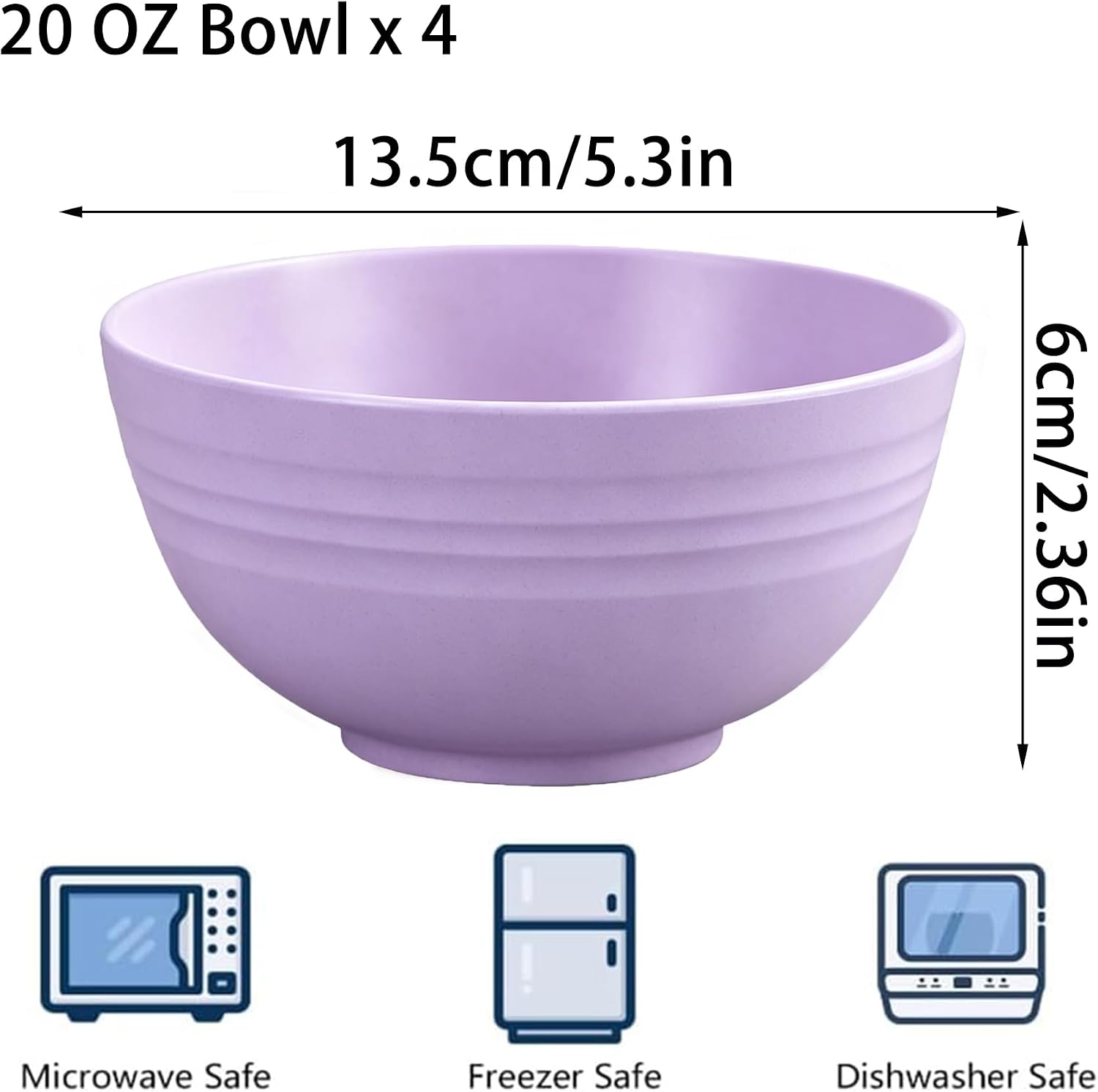 Unbreakable Wheat Straw Cereal Bowls 20 OZ Reusable Soup and Salad Bowl Set
