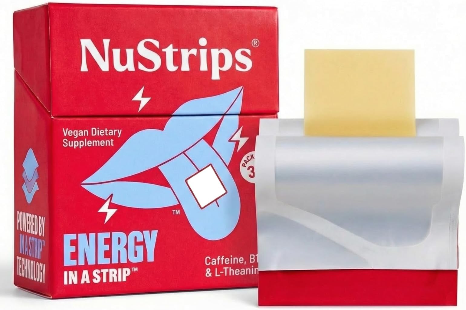 NuStrips Energy in a Strip™ (30 Energy Boosts) | Instant Energy without Jitters | Clean ingredients, zero added sugar