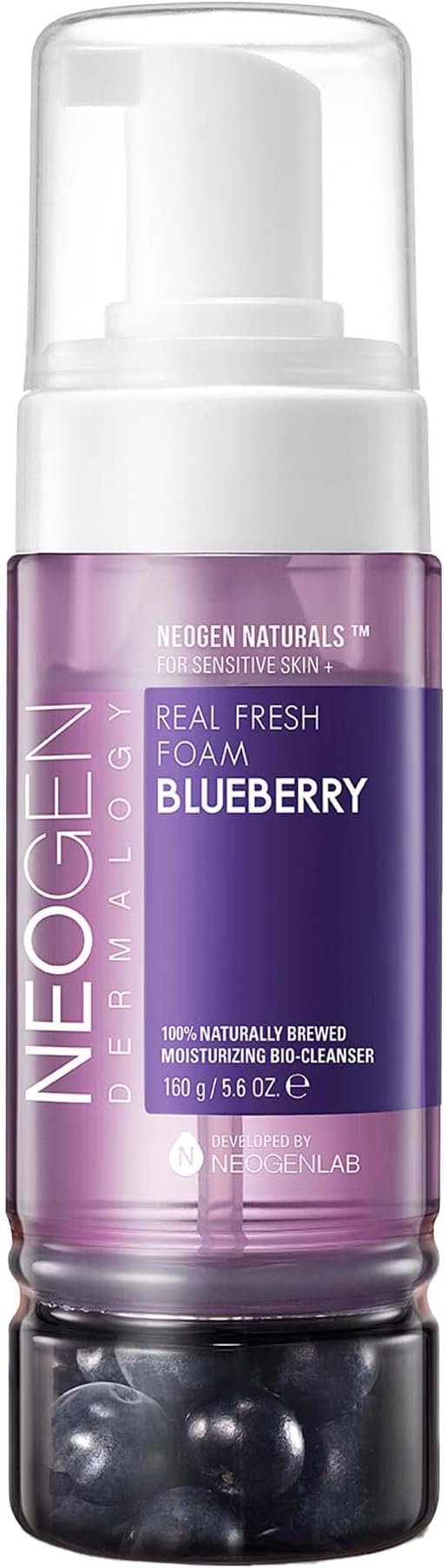 Real Fresh Foam Cleanser Blueberry 160 g โ Gentle Hydrating Face Wash with Real Blueberries โ Korean Skincare K-Beauty