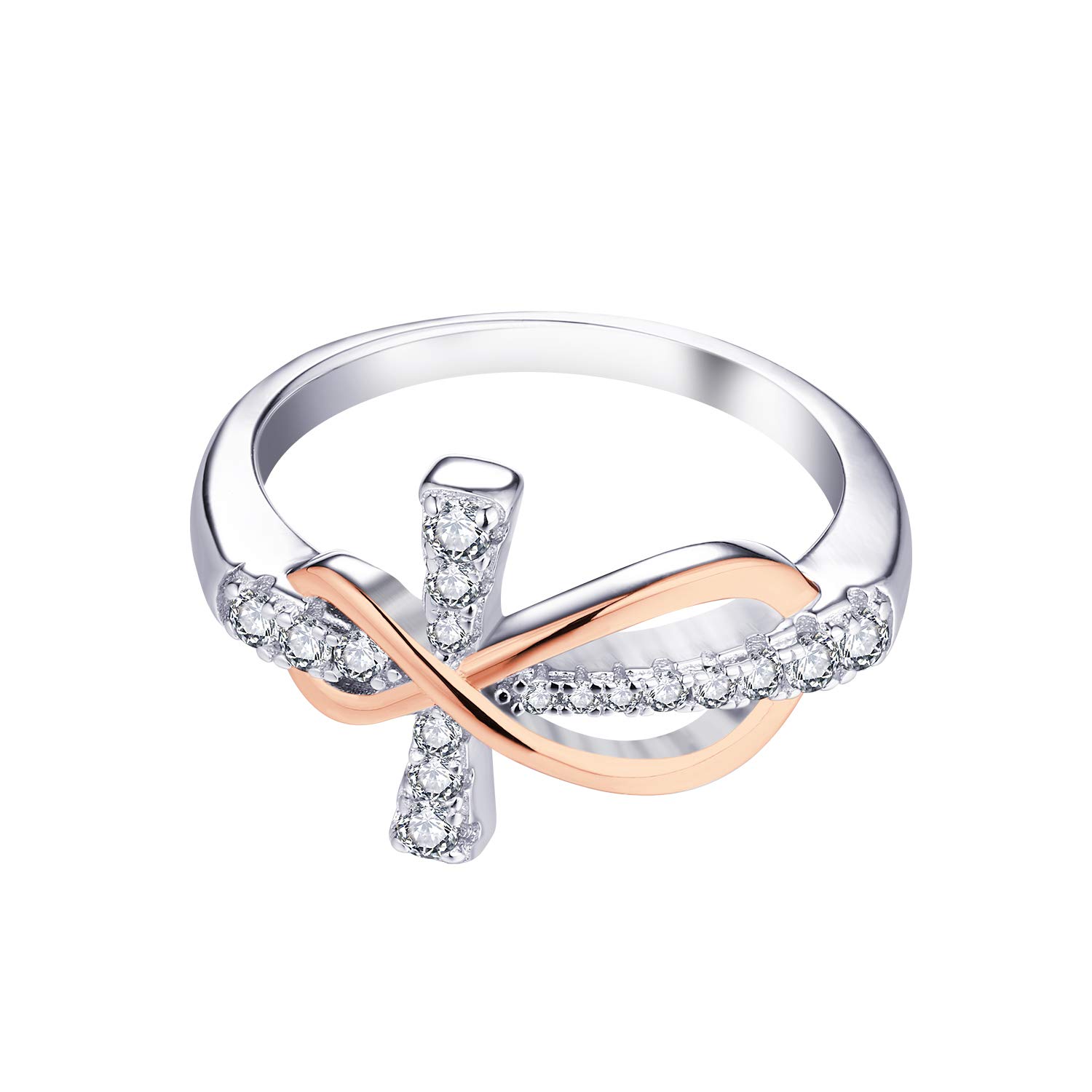 Anillo infinito de plata de ley 925 con circonita cúbica, Plata de ley, Zirconia cúbica 2