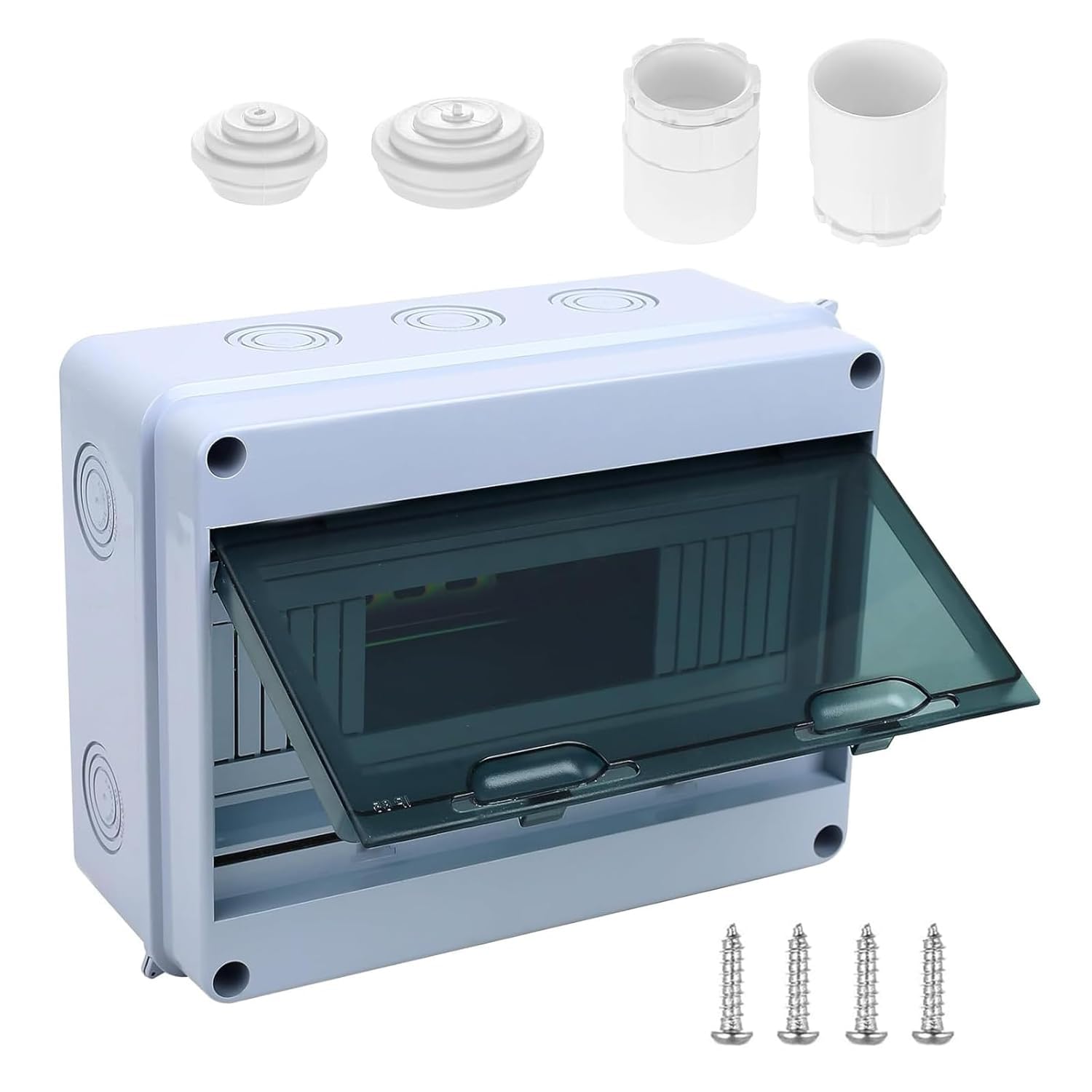 Surface-Mounted Fuse Box, 1 Row, IP65 Waterproof Switch Box, 12-Module Distribution Boxes, Sub-Distribution Boxes for Garden, Villas, Charging Stations