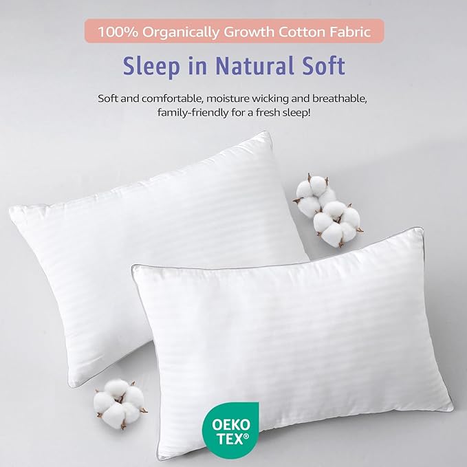 Set 2 Almohadas King Size Relleno Alternativo a Pluma Funda Algodón miniatura 5