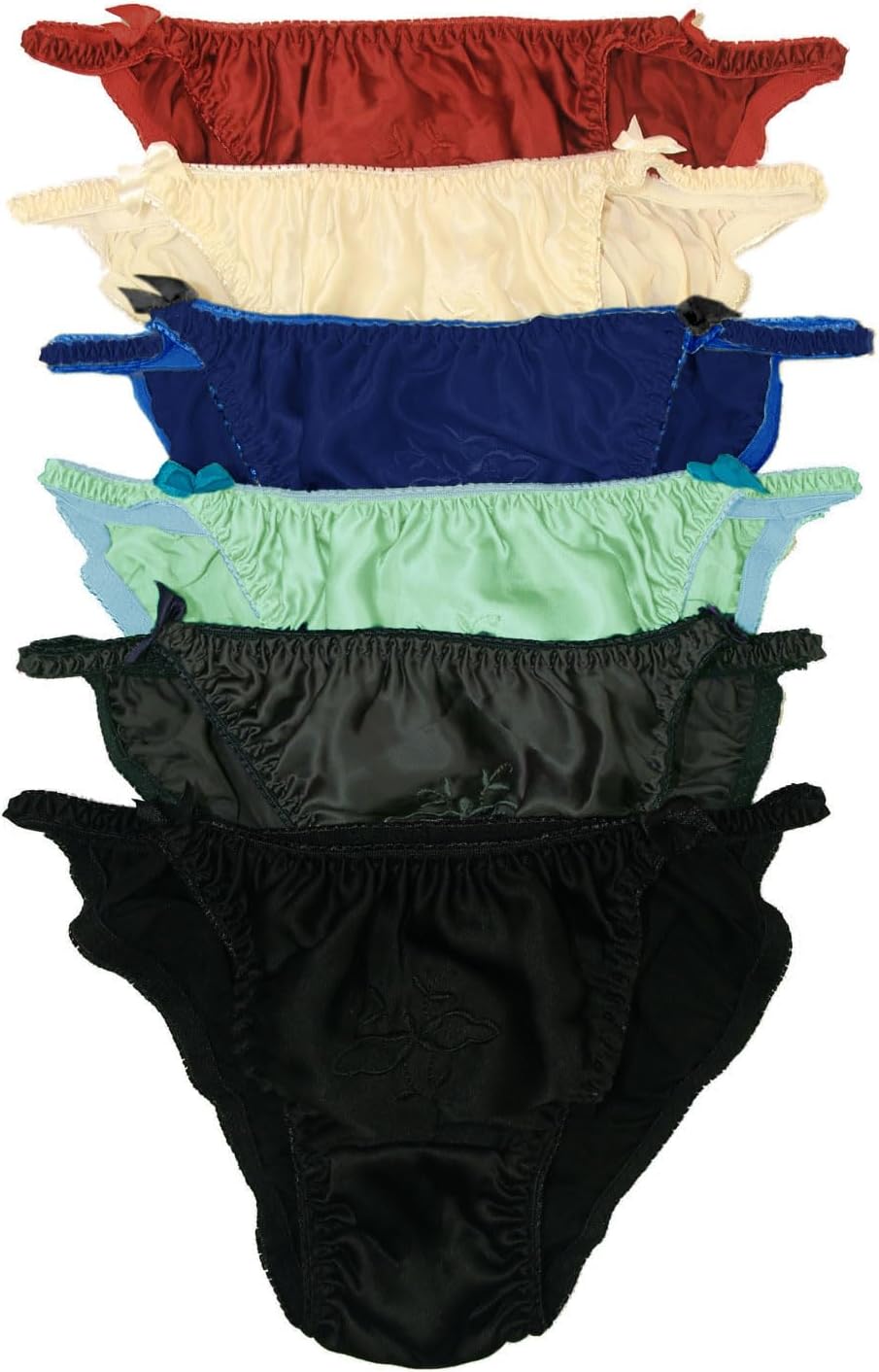 Paradise Silk Silk Women's String Bikini Panties W/Cotton Crotch Economic Pack (Pack of 6)