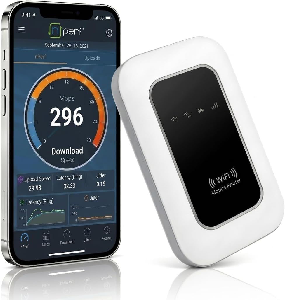 Routeur 5G Portable WiFi 6 avec Slot SIM Déverrouillé – Modem 5G Carte SIM, Internet Mobile Haut Débit 5G/4G+, Débit Ultra Rapide 300 Mbps, Jusqu’à 28 Appareils, Idéal pour Voyage & Télétravail
