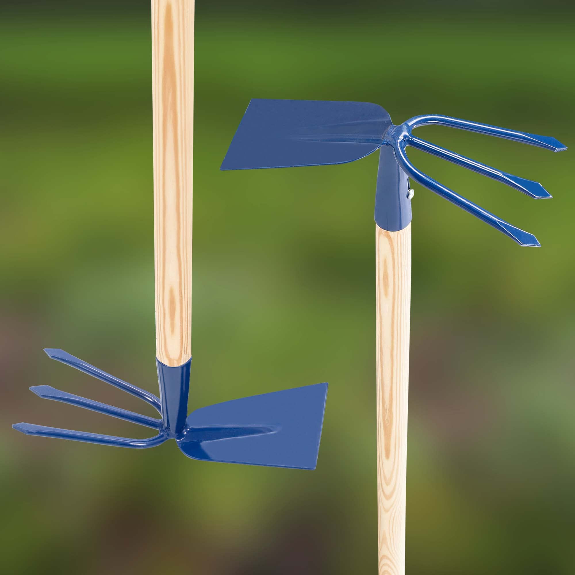 KOTARBAU® Serfouette en Métal Râteau avec Houe Double Binette à 3 Dents avec Manche en Bois 122 cm Outil de Jardinage Accessoire de Jardinage Accessoires de Plantation