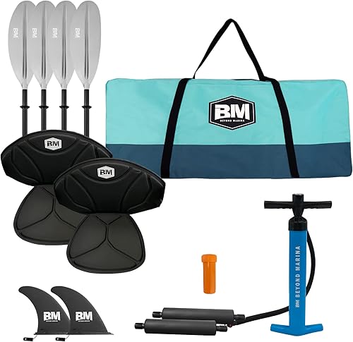 Miniatura 7 de Kayak inflable para 2 personas para adultos  Kayak en tándem BEYOND MARINA con piso de puntada caída, kayak de turismo con paletas de aluminio,