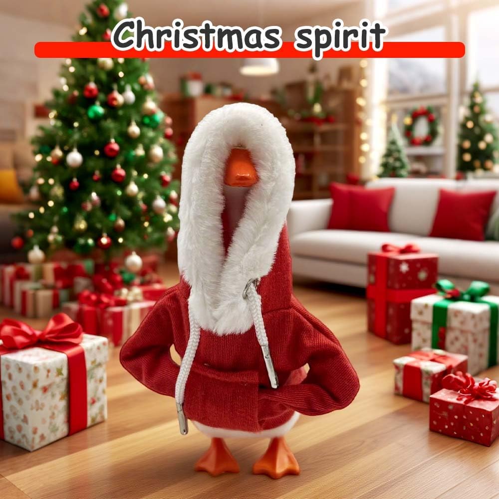 Desk Goose Outfits 7 inches, Mini Tabletop Goose Accessories, Funny Porch Goose Hoodies Costume Magnetic Statue Key Holder Clothes (# Blue)