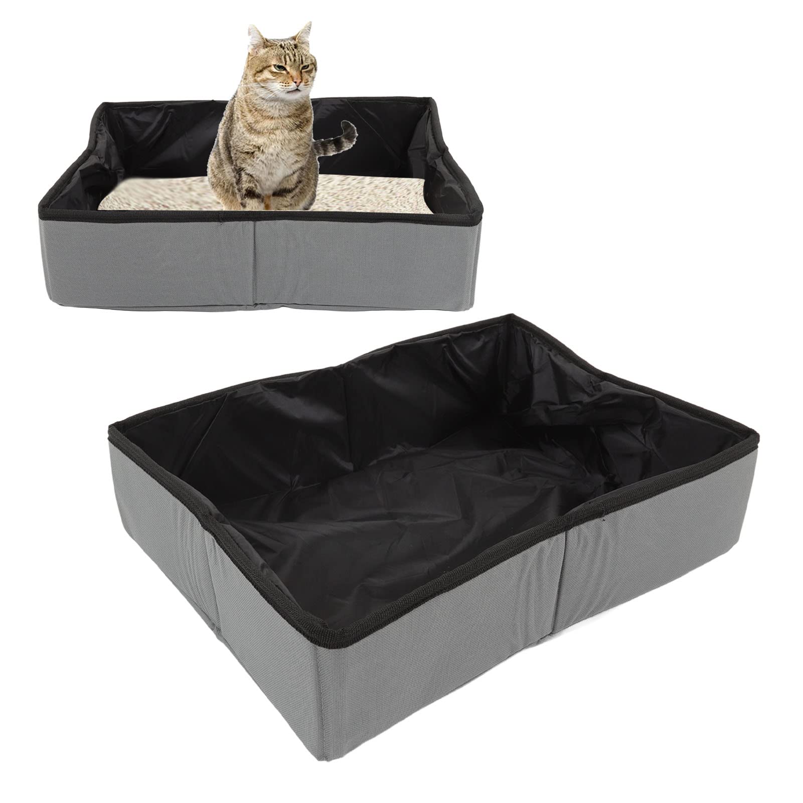 Bac à Litière De Voyage Pour Chat - Tissu Oxford Pliable 47x36x14 Cm - Portable Pour Camping, Voiture
