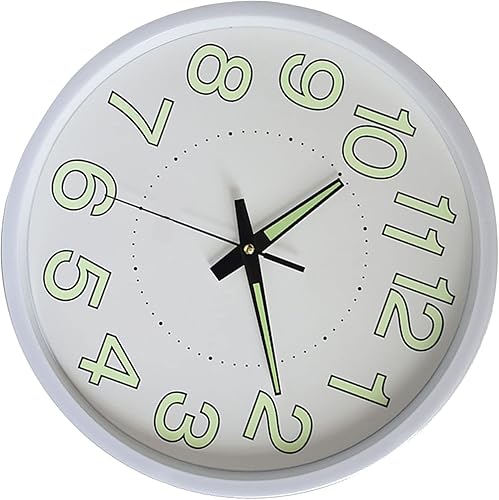 Miniatura 6 de Reloj de pared de 12 pulgadas, reloj de pared que brilla en la oscuridad, reloj de pared de madera silencioso sin tictac, reloj de pared decorativo