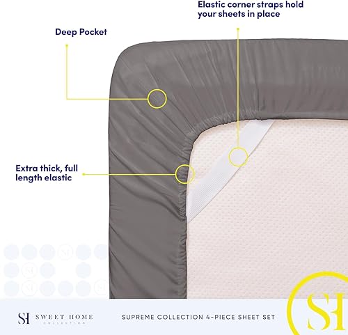 Miniatura 5 de Sweet Home Collection - Juego de sábanas de bolsillo profundo de 1800 hilos 21 microfibra cepillada suave de calidad egipcia juego de cama de lujo