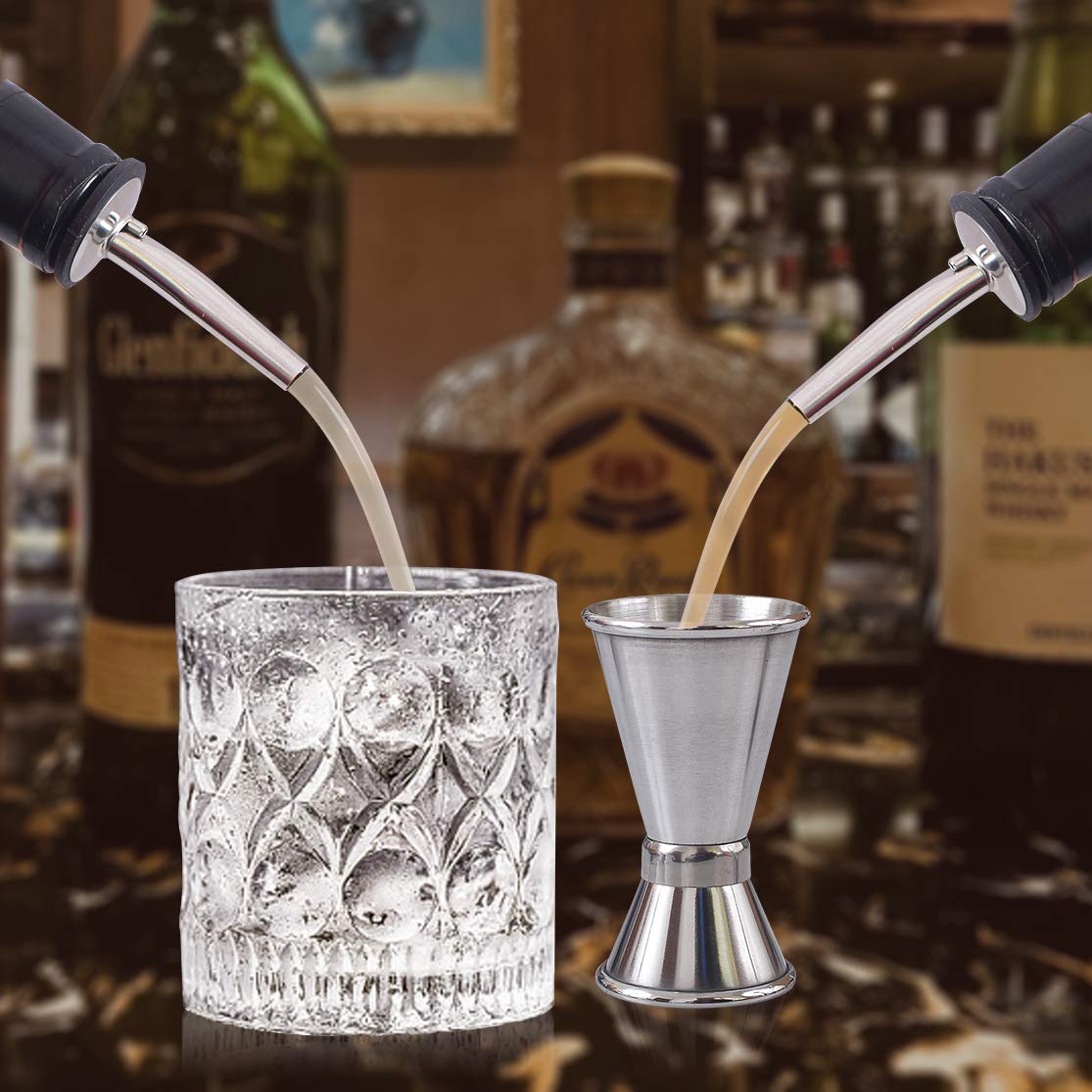 Lot De 48 Becs Verseurs En Acier Inoxydable Pour Bouteille D'alcool, Bec Verseur D'huile D'olive, Bec Verseur Pour Alcool Avec Bouchons Anti- Poussière En Caoutchouc, Bec Conique