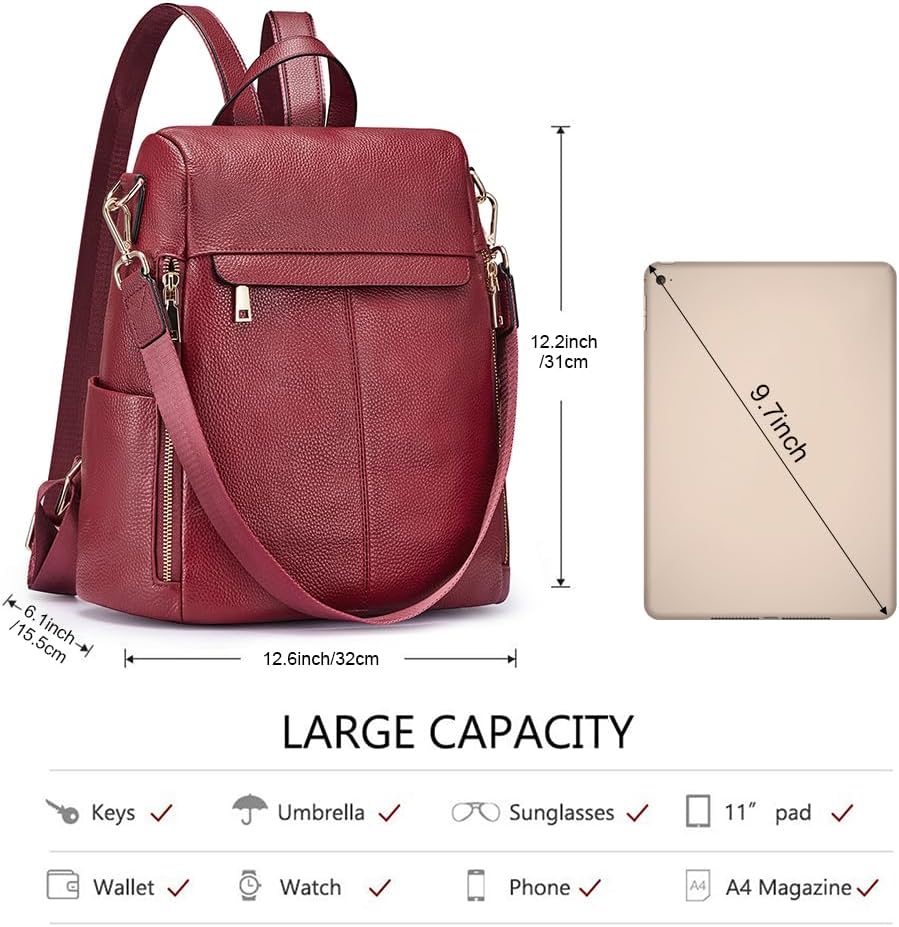 Kattee Women's Anti-Theft Backpack Purse Genuine Leather Shoulder Bag Fashion Ladies Satchel Bags