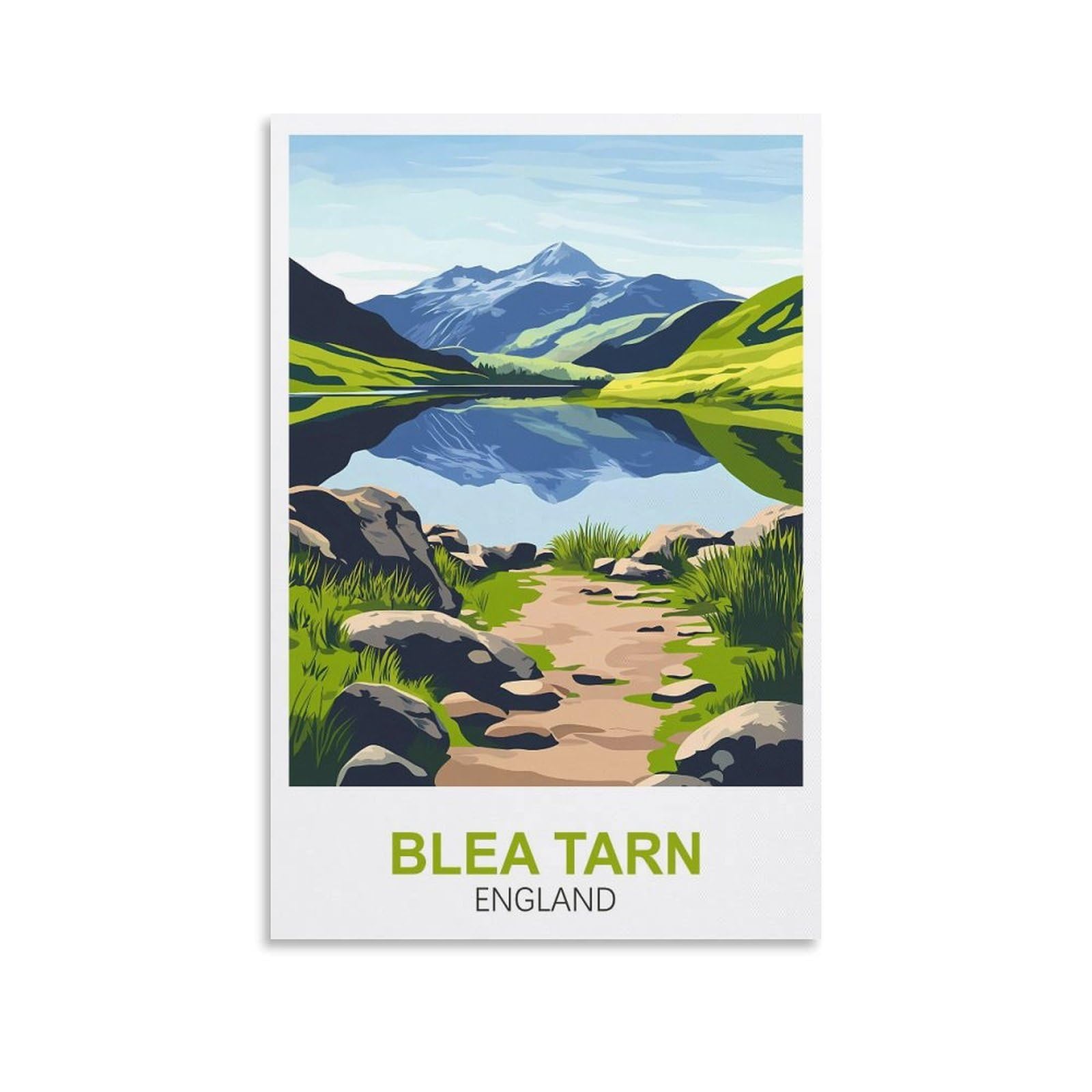 CLFMHNAS Blea Tarn England Vintage Travel Posters 08x12inch(20x30cm) Canvas Wall Art Prints