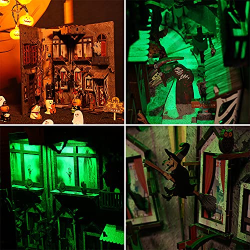 Roroom Diy Miniature And Furniture Dollhouse Kit,Mini 3D Wooden Doll House Craft Model With Led,Creative Room Idea For Halloween Birthday Gift(Spooky Alley) #TOP3