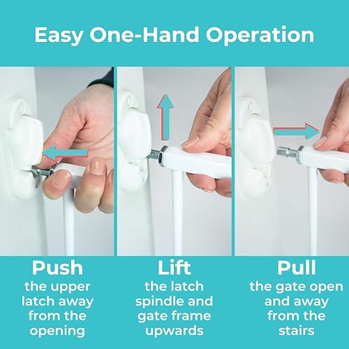 Miniatura 2 de Toddleroo by North States Puerta esencial para escaleras y pasarela, metal blanco, puerta de bebé montada en hardware para escaleras, 30 pulgadas de
