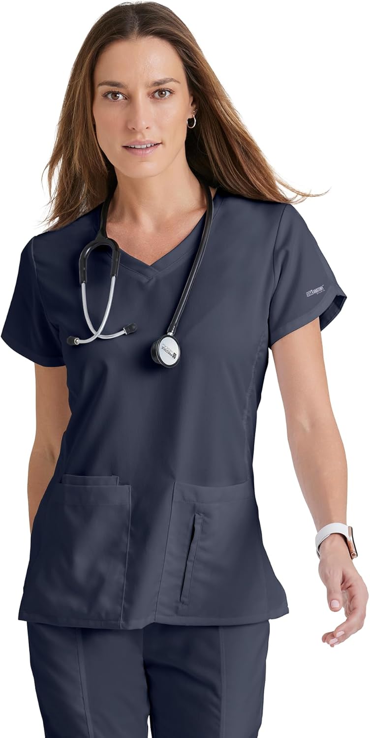 BARCO Grey's Anatomy Scrubs - Cora Scrub Top for Women, Crossover V-Neck, Fitted Back Super-Soft Women's Scrub Top