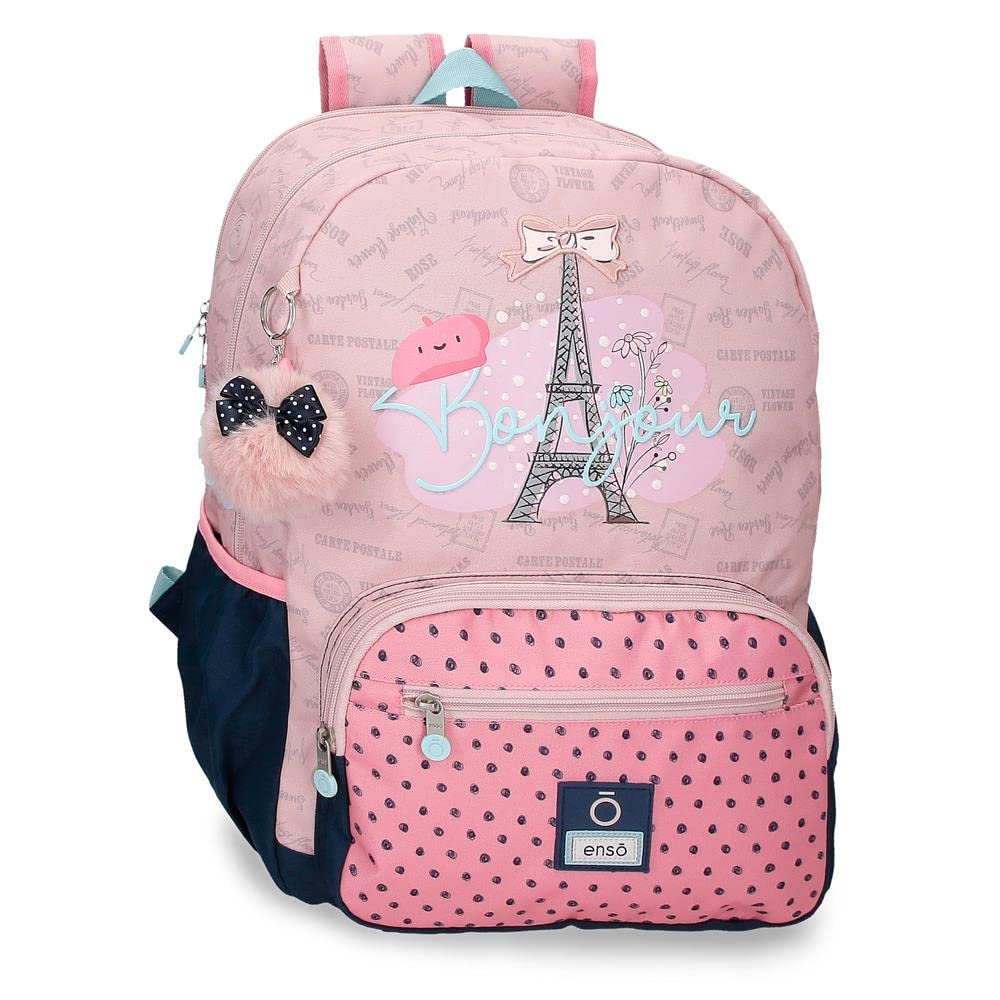 Enso Bonjour Mochila Escolar para Portátil Adaptable 15,6" Rosa 32x42x14 cms Poliéster 18,82L