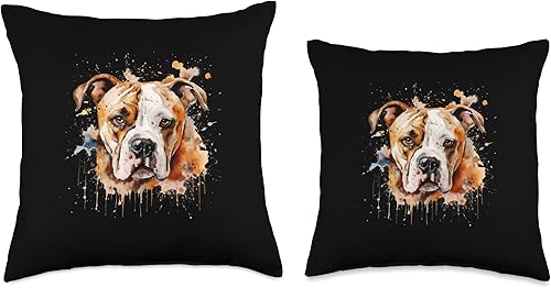 Miniatura 3 de American Bully watercolor gift for dog women Colorido American Bulldog - Cojín de acuarela de 18 x 18 pulgadas, multicolor