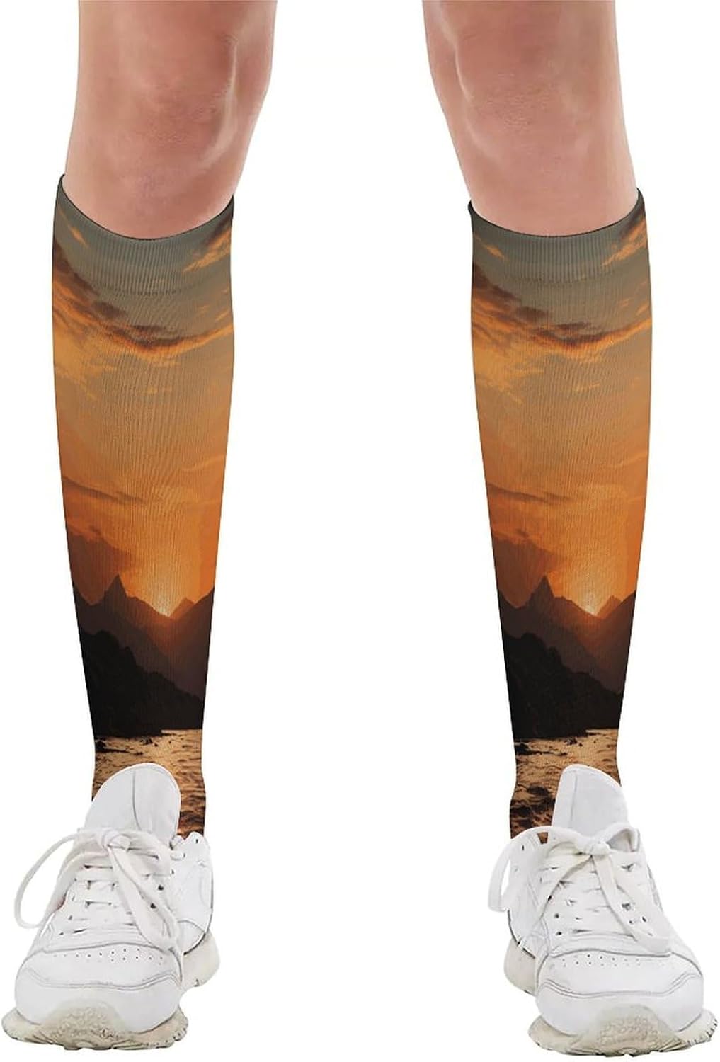 Mountain And Water at Sunset Compression Sock Circulation Support Socks Lightweight Knee High Tube Sock Over-The-Calf Sock for Adult