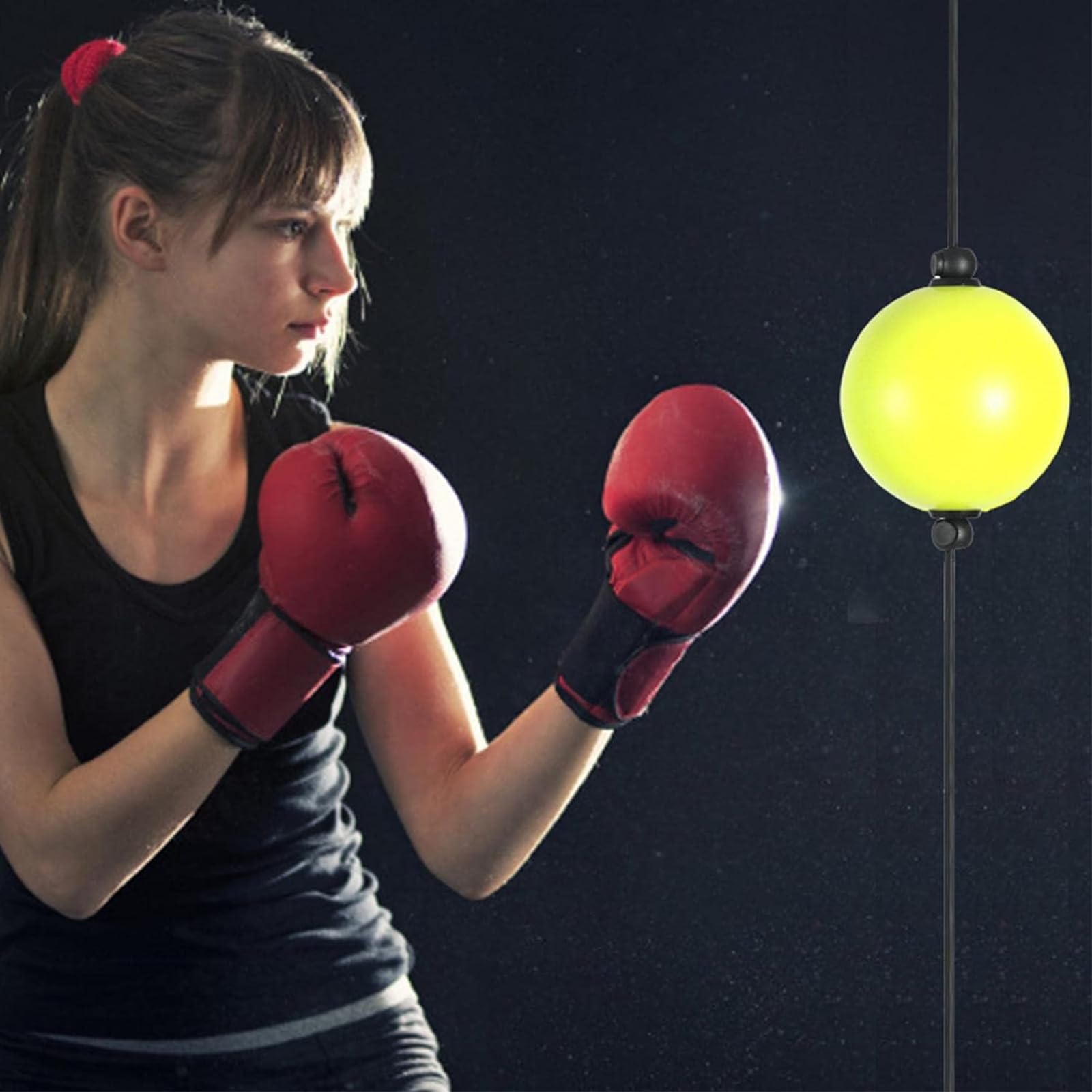 Pelota reflexball de entrenamiento de velocidad de reacción, elástica, con ventosas fuertes, bola de perforación de doble extremo para entrenamiento de velocidad