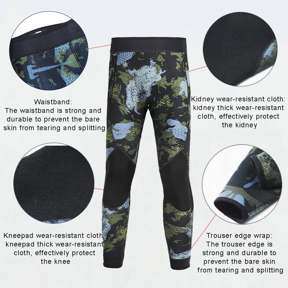 Muta da Pesca Sub in Neoprene 1,5 mm con Cappuccio – Tuta da Immersione a 2 Pezzi con Maniche Lunghe e Rinforzo Toracico – Ideale per Apnea in Acque Fresche