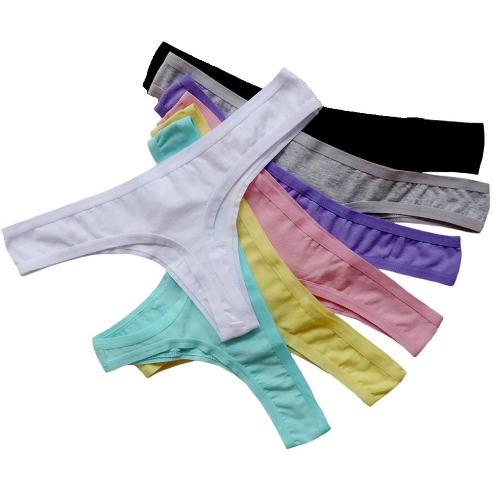 Calosy Lingerie Women Multipack Cotton Spandex Thongs Underwear Comfy G-String Panties (XL, 7 Colors)