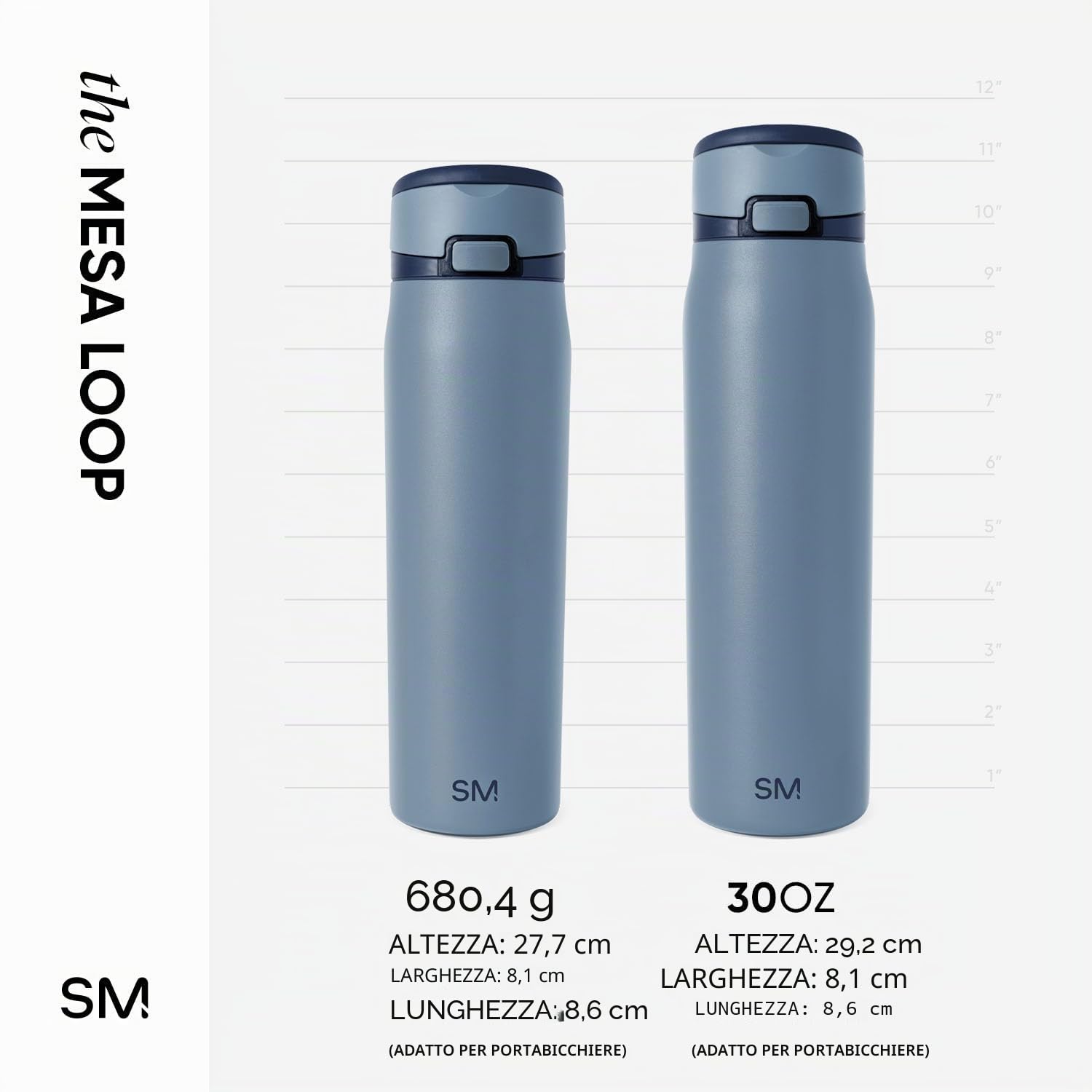 Borraccia Simple Modern Mesa Loop con cannuccia | Bottiglia in acciaio inox isolata e compatibile con portabicchieri per viaggi, sport e scuola | 890ml | Deep Dune | Mesa - Borraccia termica per scuola, sport, viaggi, a prova di perdite, in acciaio inox,