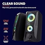 Trust Gaming GXT 606B Javv 2.0 PC Lautsprecher mit RGB LED Beleuchtung, 12W (6W RMS), USB-Betrieb, Kompakte PC Boxen, Speaker Set, Gaming Lautsprecher für Computer und Laptop - Schwarz – Bild 2