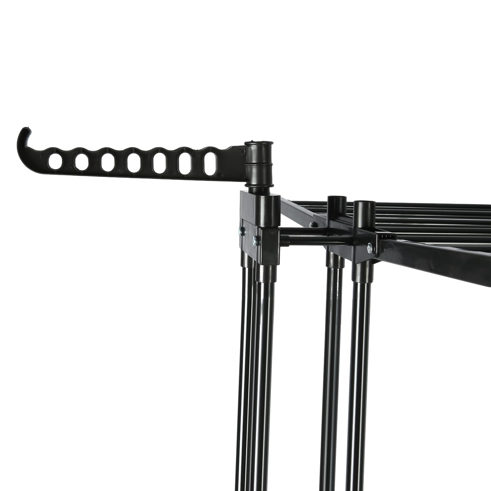 Tendedero de ropa de 4 niveles – Secador de ropa plegable con ruedas, tendedero interior y exterior de acero inoxidable, gran secadora de ropa para lavandería, balcón, 142,5 x 64 x 170 cm (negro)