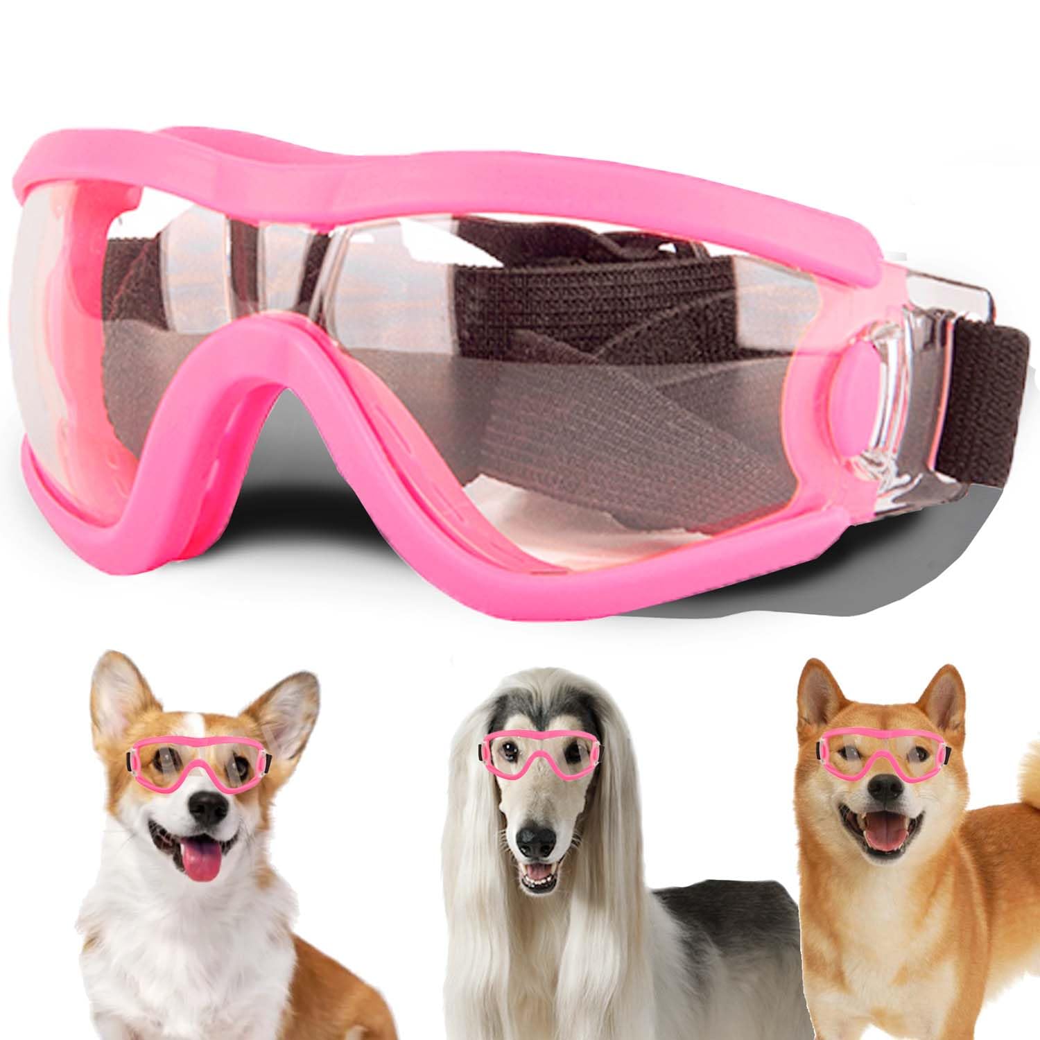 Medium Dog Sunglasses with Adjustable Strap UV Protection, Winproof Puppy Sunglasses